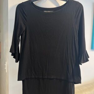 Black Ruffle Sleeve Top